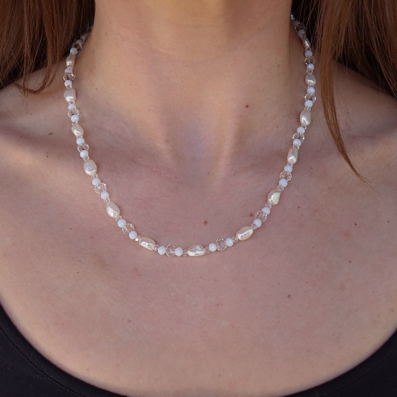 Jewelry - Genuine Freshwater Pearl & Swarovski Crystal Necklace